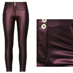 𝅺FREDDY WR.UP metallic purple faux leather vegan leggings Sz M NWT RARE